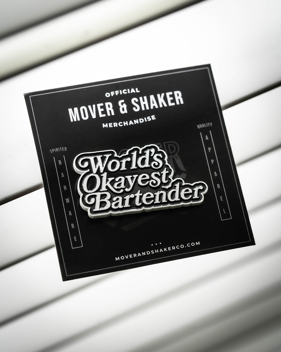 World's Okayest Bartender Pin | Mover & Shaker Co