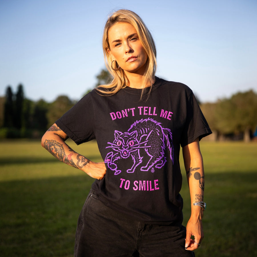 Don't Tell Me 2 Smile Black Cat T-Shirt