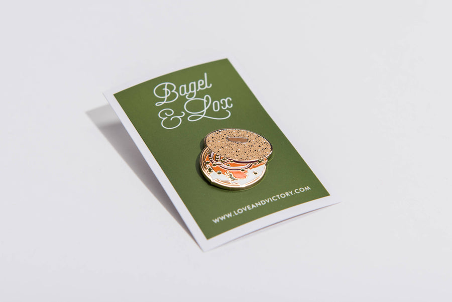 Tiny Enamel Bagel & Lox Food Lapel Pin