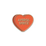A heart-shaped enamel pin designed like an Aperol Spritz cocktail, featuring a vibrant orange-red center with gold lettering that reads 'APEROL SPRITZ' and a gold border, set against a plain white background.