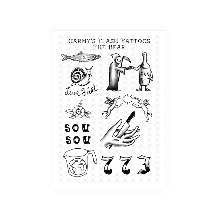 Carmy Carmine Inspired Tattoo Sticker Sheet