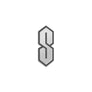 A stylized metallic silver letter 'S' with a dark gray outline, centered on a plain white background.